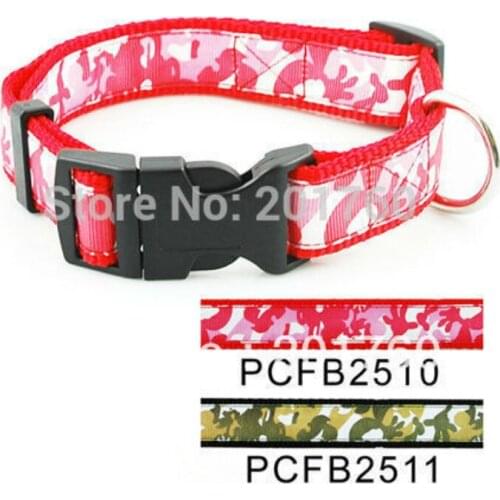Pet Products Dog Supplies Collars Color Nylon 2.5cm Classic Dog Battle Fatigues Collar Buckle Style (2 Colors) 6 Pcs/lot