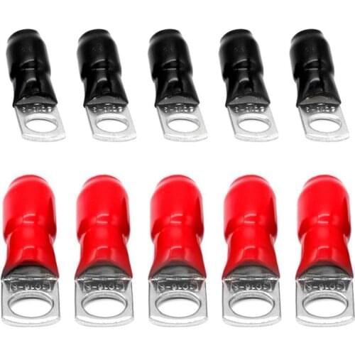 VODOOL 10pcs Car Audio Power Ground Wire Ring Terminals 4AWG/6AWG Gauge M8 Connectors with Car Electronics Ring Terminals Boot