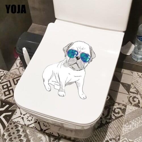 YOJA 19.4×23.6CM Fashionable Pug Home Living Room Wall Decor Funny Bathroom Toilet Stickers T1-3067