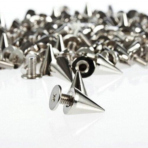 100 Pcs 9.5mm Silver Cone Studs and Spikes Punk Screwback Silver Cone Spikes Screwback Studs DIY Craft Cool Rivets Drop Shiping