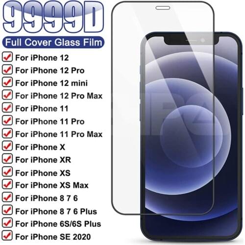 9999D Full Protection Glass For Apple iPhone 12 mini 11 Pro Max X XS XR Screen Protector Film For iphone 7 8 6 6S Plus SE2 Glass