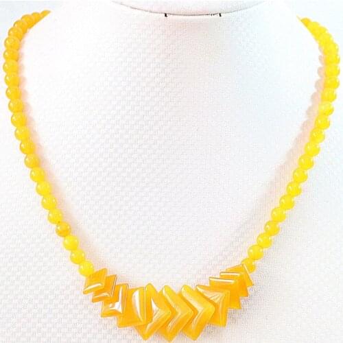 Yellow jades natural stone chalcedony chain choker 10-17mm square 6mm round beads diy necklace for women jewelry 18inch B631