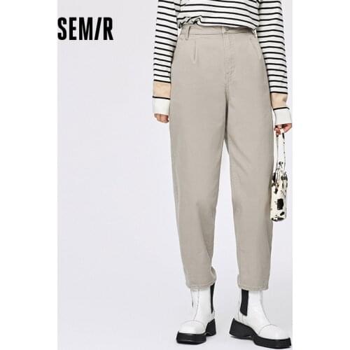 SEMIR Casual Trousers Women Solid Korean Spring 2021 New Fashion Bucket Pants Small Feet Stretch Casual Pants