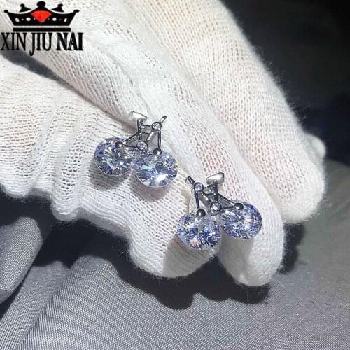 Hot Sale Female Earrings Sterling Silver Fashion Bicycle with Round Circle Cz Zircon Stud Earrings for Women