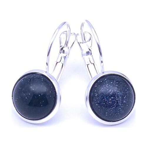 10MM 12mm Bluesand Stone Earrings Environmental Protection Charms Earrings for Women Fashion Jewelry