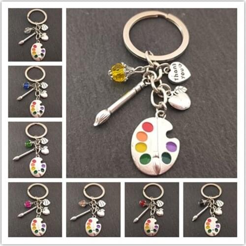 1Pc Handmade Brush and Artboard Keychain Finding Palette Student Gift keyring Handmade Jewelry wholesale Retails
