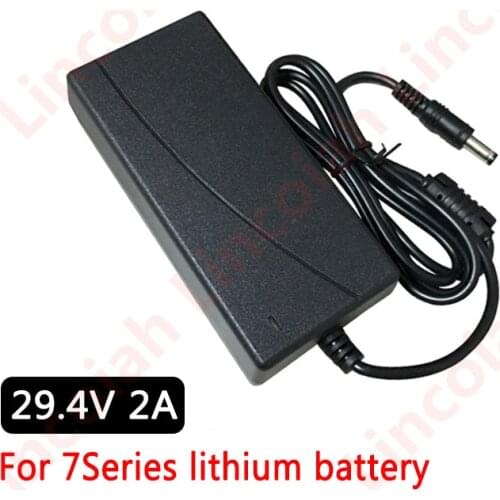 1PCS 100V-240V 29.4V 2A 18650 lithium battery charger 24V 25.2V 25.9V 29.4V Volt power adapter 29.4 V 2 A 7S lithium battery