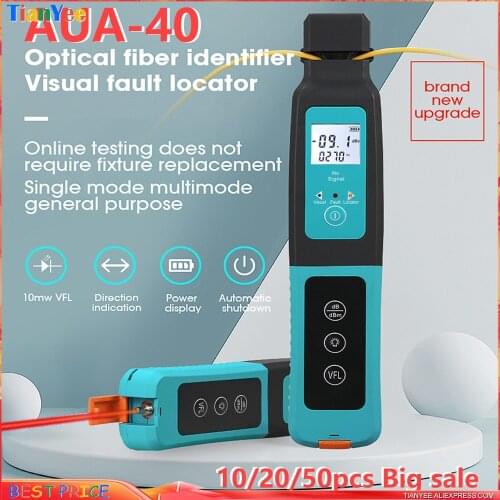 10/20/50pcs AUA-40 Fiber Optic Identifier LiveVisual Fault Locator with Built in 10mw Visual Fault Locator 800-1700nm SM MM