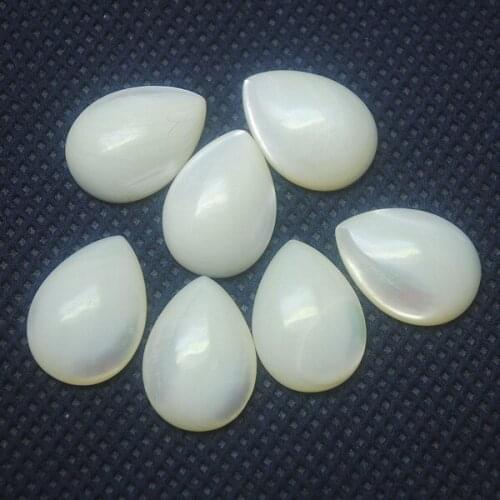 5pcs Wholesale white mother of pearl cabochons shell cabochons for bracelet making coin shape finger rings 13x18mm dropwater
