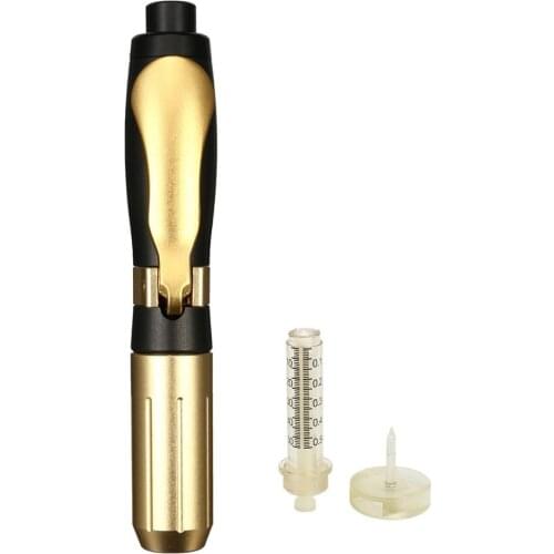 2019 2 in 1 meso hyaluron pen gun atomizer wrinkle removal water syringe injection .3ml &0.5ml head gold lip filler injector
