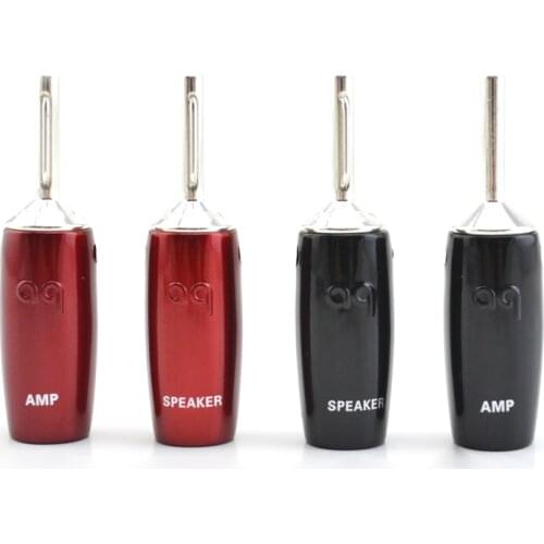 1000 Series No Welding Silver Banana Spade Plug Connector for DIY Audio Speaker Cable Adapter