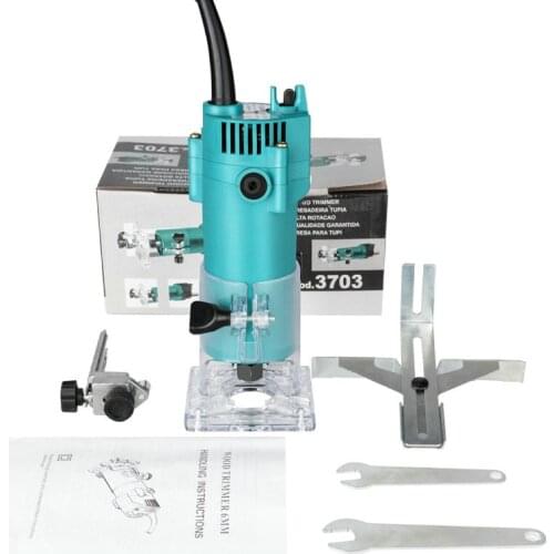 450W Woodworking Electric Trimmer Wood Milling Engraving Slotting Trimming Machine Hand Carving Machine Wood Router