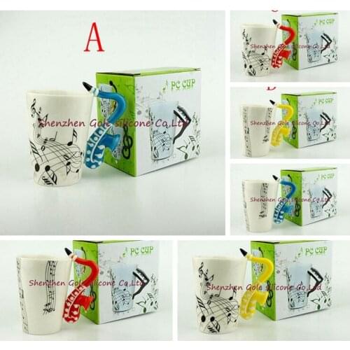 60pcs/lot Music Note Guitar/Violin/Saxophone Ceramic Cup Personality Milk Juice Lemon Mug Coffee Tea Cup Drinkware Gift