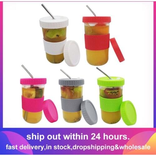 650ML Drink Cup Can Jar For Mason Cup With Lid Multifunctional Smoothie Tea Drink Bottle For Boba Tea Bubble Tea