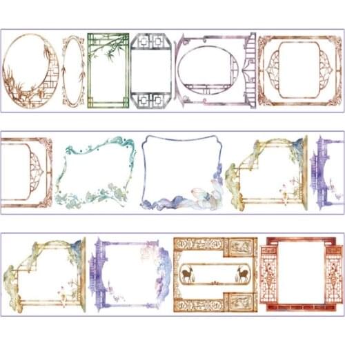 Large Wide 10.5cmx5m Ancient Window Door PET Washi Tape