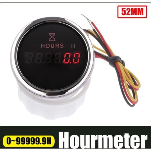 Waterproof 52mm Digital Hour Meter for Car Boat Marine Auto Engine Hour Meters Time Hours Gauge With Red Backlight