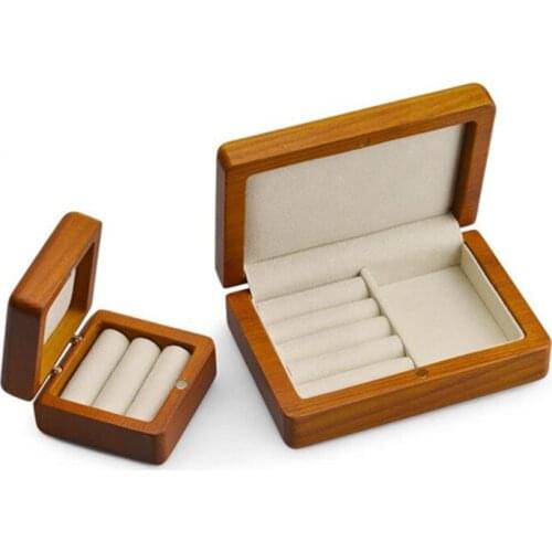 Wood packing case wedding ring stud earrings cuff-link holder women display jewelry box accessories organizers gift factory