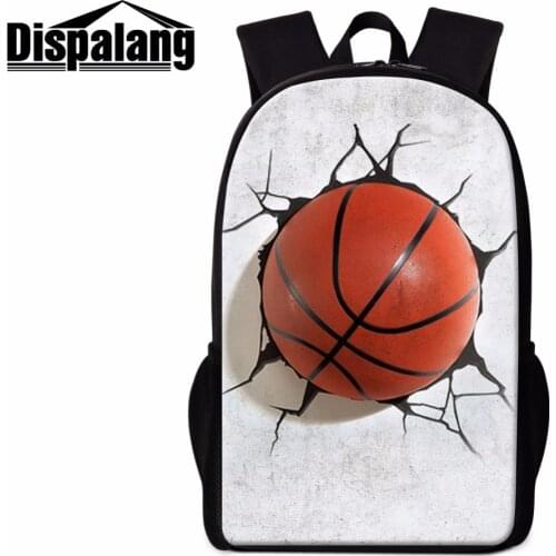 Dispalang Basketballs Backpack for Boys Cool Ball 3D Printed Lightweight School Bookbags Trendy Rucksack Primary Student Mochila