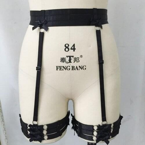 Womens Sexy Polyester Leg Garter Black Body Bondage Belt Gothic Punk Thigh Harness Strap Stockings Suspenders P0137