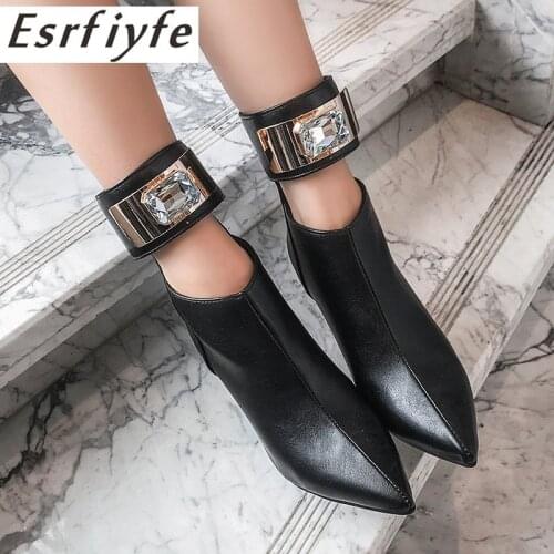 ESRFIYFE 2019 New Contracted Style Black Snakeskin Grain Women Party Shoes Zipper Pointed Toe High Heel Boots Woman Ankle Boots