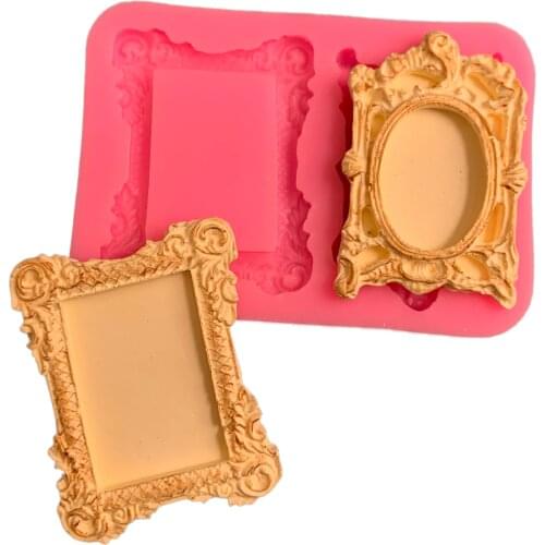 European retro photo frame mirror fondant silicone mold chocolate cake decoration baking mold gypsum DIY glue ornaments mold