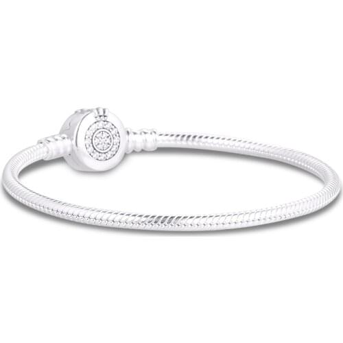 Signature Moments Sparkling Crown O Snake Chain Bracelet 925 Silver Bracelets For DIY Woman Fashion Bracelets For Jewelry Making