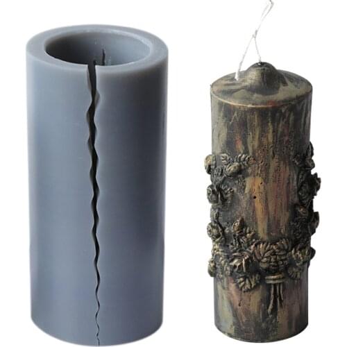 Silicone Mold Candle Mold Carved Cylindrical Soap Mold European Style Fancy Retro Carved Magic Ritual Scented Baking Cake Mold