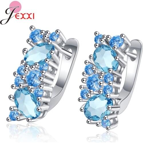 Hot Sale 925 Sterling Silver Oval CZ Huggies Earrings High Quality Silver Hoop Earrings For Women Girls Fashion Jewelry