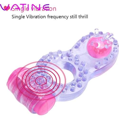 IKOKY Cock Ring Dual Pleasure Clit Stimulator Vibrating Ring Adults Products Silicone Sex Toys for Men Male Penis Vibrator
