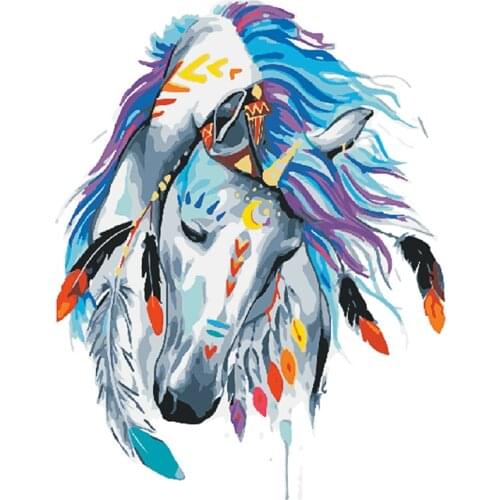 Indian horse head Animal DIY Painting By Numbers Wall Art Picture Acrylic Painting For Home Decoration Drop Shipping 60x75cm