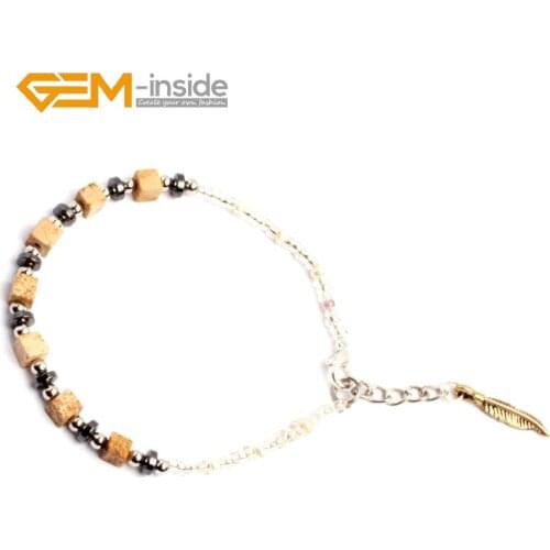 Rondelle Spacer Beads Square Shape Natural Stone Bracelet & Freshwater Pearl & Crystal DIY Bracelet For Party For Women Gift