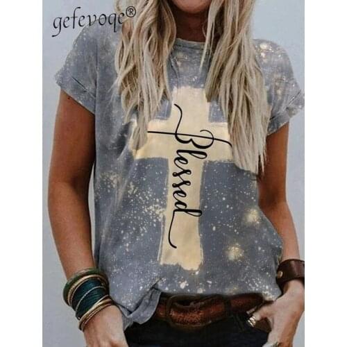 Summer Women Clothing Casual O-Neck Harajuku Tops Graphic Letter Print Tees T Shirt Short Sleeve Vintage Tshirts Mujer Camisetas