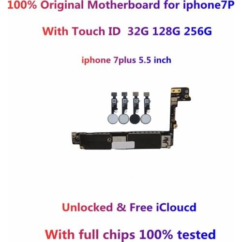 For iphone 7 plus logic board with touch id . firee icloud Unlocked for iphone 7plus motherbord original for 256gb 128gb 32gb