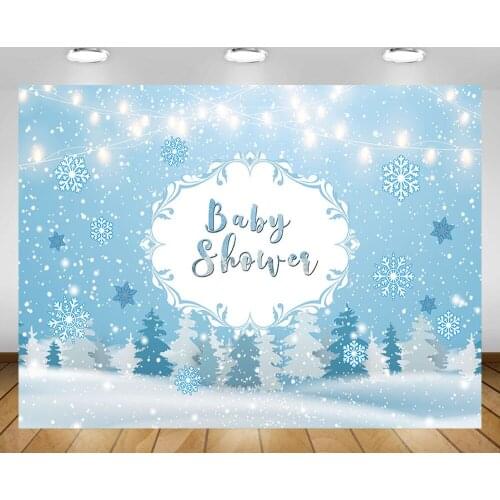 Mehofond Winter Baby Shower Backdrop Blue Sky Snowflake Newborn Birthday Party Photography Background Decor Banner Photo Studio