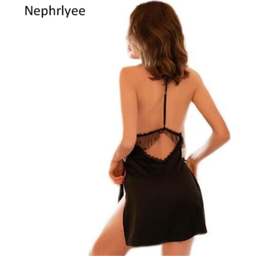 Women Lace Silk Satin Night Dress Nighties V-neck Nightgown Plus Size Sleepwear Nightgown Summer Nightwear Sleepshirts SLP001474