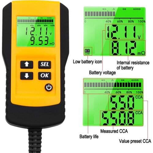 2021 NEW LCD Battery Test Tools Car Battery Tester Vehicle Car Battery Test Analyzer Auto System Analyzer Voltage ohm CCA Test