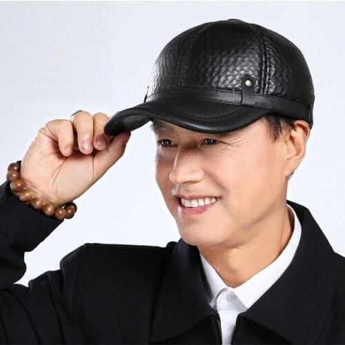 Svadilfari New 2018 Winter Warm Real Sheepskin Hat Solid Unisex Adjustable Genuine Leather Baseball Cap Casual Men Women Black