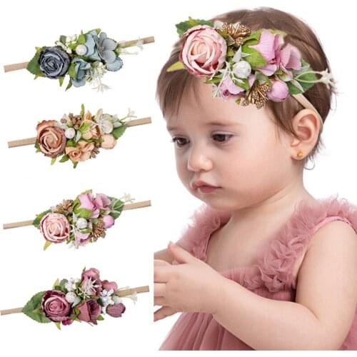 Wecute Baby Colors Headband Simulation Rose Flower Headwear Little Princess Hair Accessories Sweet Baby Girl Photo Props