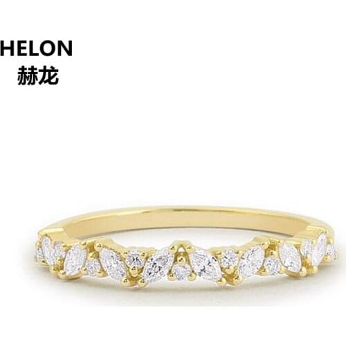 0.38ct SI/H Round Marquise Natural Diamonds Engagement Wedding Ring Women Solid 14k White Gold Anniversary Party Fine Jewelry