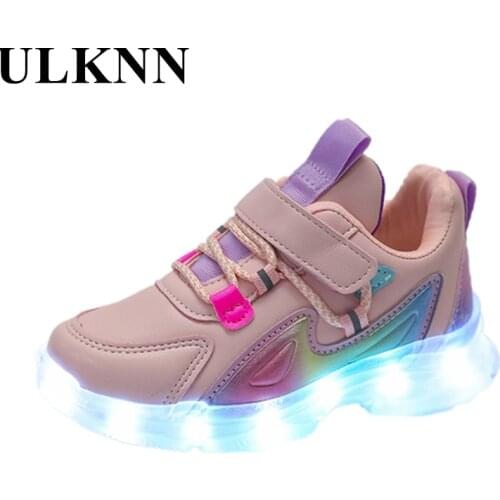 ULKNN Boys Lights Shoes 2021 Spring Tide 5 Children Aged 6 Lights Glow 3 4 7 Boys Shoes Waterproof Street 8 Of The Girls Kids