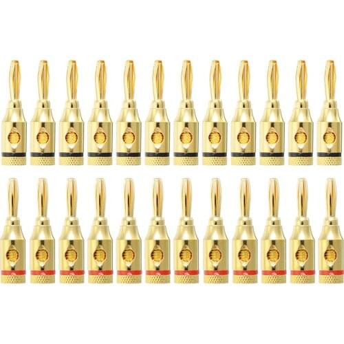 Pohiks 12 Black + 12 Red Durable Banana Plugs 24K Gold Plated Audio Plug Socket Speaker Cable Connector