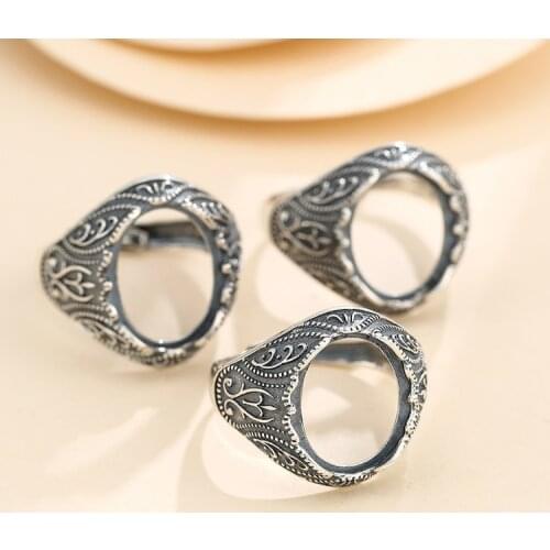 12*14.5mm 925 STERLING SILVER men Semi Mount Bases Blanks base blank Pad ring Setting wedding jewelry findings diy A5868