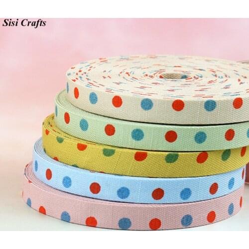 Sisi Crafts Cotton Layering Cloth Tape 3/8" 1" 2" Print Ribbon Polka Dots Bias Trim DIY Garment Hair Bow Tie Collar Accessory