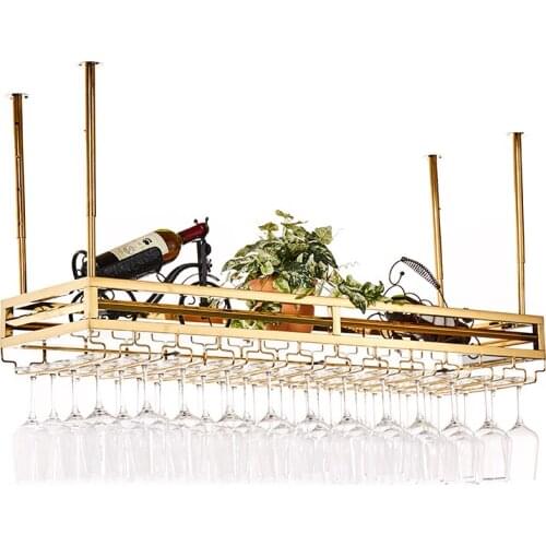 Stainless Steel Wine Glass Rack Upside Down Household Bar Wine Rack European Style Wine Rack Decoration Ceiling Shelf