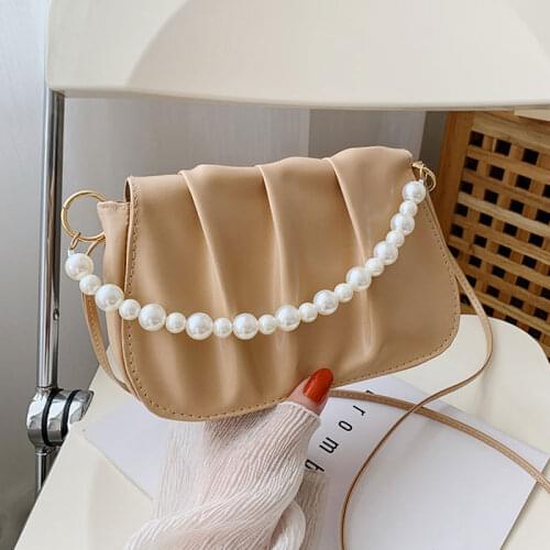 Summer Pleated Simple Handbags For Women High Quality Pu Leather Shoulder Bag Designer Female Crossbody Bag Brand Small Bag