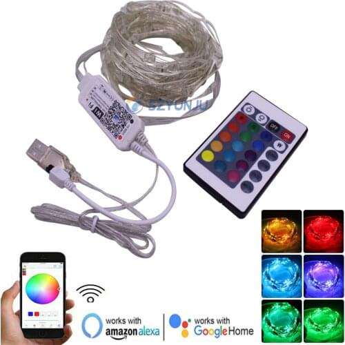 Smart WiFi Control RGB Fairy String Light 32.8ft 100LED Waterproof USB Copper Wire Decor Lights Works with Google Home Alexa