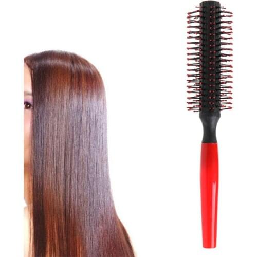 Women Girls Plastic Roll Round Curly Hair Comb Cylinder Pear Flower Round Hairdressing Massager Brush Beauty Salon Styling Tool