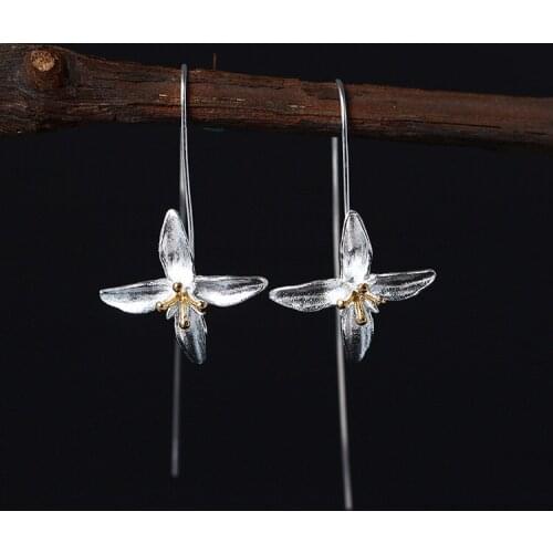 925 Sterling Silver Cross Earrings Female Elegant Temperament Four Leaf Flower Earrings And Collars Origin Of Goods