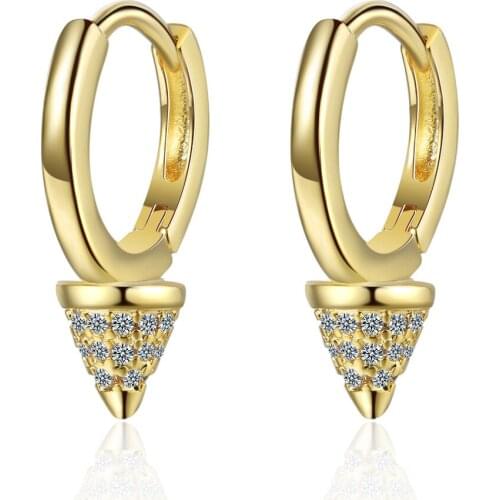 WANGAIYAO earrings female sweet inlaid zirconium diamond three-dimensional conical ear buckle geometric earrings female