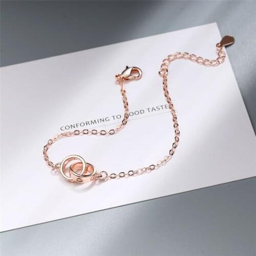 Sole Memory Two Circles Geometric Hollow Sweet Romantic Heart 925 Sterling Silver Female Resizable Bracelets SBR172
